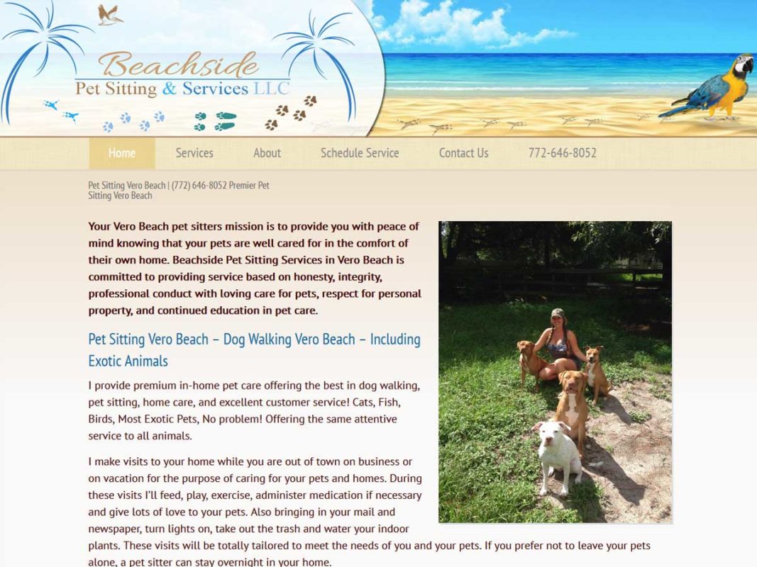 Website design client Beachside Pet Sitting