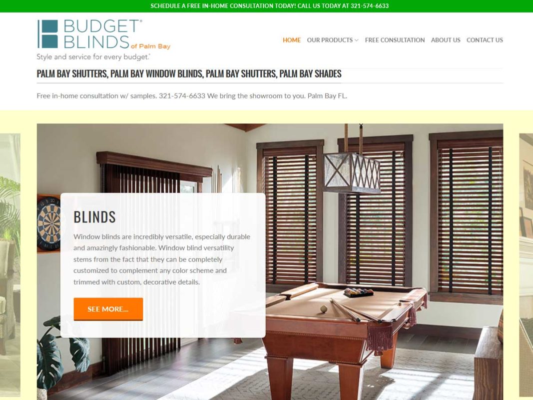 Website design client Budget Blinds Palm Bay