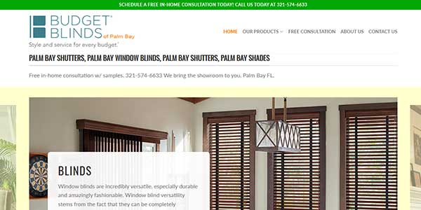 Website design client Budget Blinds of Palm Bay