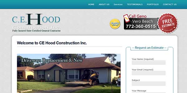 Website design client C.E. Hood Construction