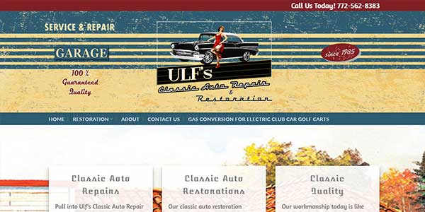 Website design client Ulf's Classic Auto Repair